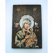 Hand Painted Serigraph on Antique Wood, Gold Leaf, Silver Inlay, 8x12 in.
