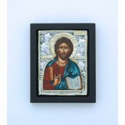 Greek Icon, Sterling Silver Plated, Christ The Teacher, 2 1/2 x 3 in.