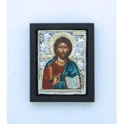 Greek Icon, Sterling Silver Plated, Christ The Teacher, 2 1/2 x 3 in.