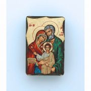 Greek Hand Painted Serigraph Table Icon, Holy Family, 2 1/2 x 1 1/2 in.