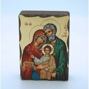 Greek Hand Painted Serigraph Table Icon, Holy Family, 2 1/2 x 3 1/2 in.