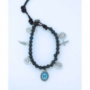 Hawaiian Cord Bracelet w/ Medals, Lapis Beads