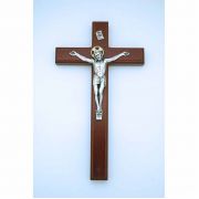 Italian Wood Crucifix, 11 in., Silver
