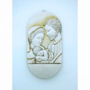 Italian Holy Water Font, Holy Family w/ Gold, 5 1/2 in., Resin