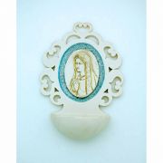 Italian Holy Water Font, Madonna w/ Blue, 5 1/4 in., Resin