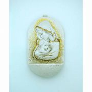 Italian Holy Water Font, Madonna w/ Gold, 4 1/2 in., Resin