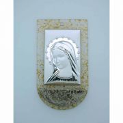Italian Genuine Murano Glass Holy Water Font, White/Gold, Madonna, 5 1/2 in.