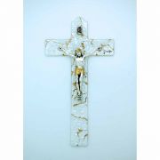 Italian Genuine Murano Glass Crucifix, Clear, Pebbled, 6 1/2 in.