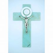 Italian Genuine Murano Glass Crucifix w/ Circles, Green, 8 1/4 in.