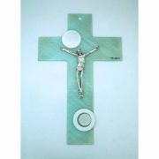 Italian Genuine Murano Glass Crucifix w/ Circles, Green, 13 1/2 in.
