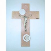 Italian Genuine Murano Glass Crucifix w/ Circles, Pink, 13 1/2 in.