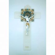 Italian Genuine Murano Glass Crucifix, "Stained Glass", 13 1/4 in.