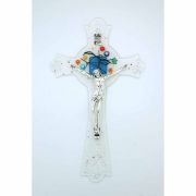 Italian Genuine Murano Glass Crucifix, Geometric, 10 in.