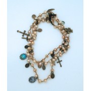 Pink Champagne Freshwater Pearl Wrap Bracelet