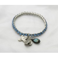 Rhinestone Stretch Bracelet w/ Medals