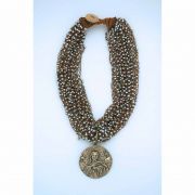 Multi-Strand Seed Pearl Necklace, Extra Large Immaculate Conception Bronze Medal