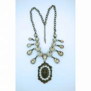 Champagne Glass Necklace, Miraculous Medal w/ Swarovski Crystals