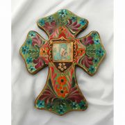 Mexican Hand Painted Cross, 10 in.