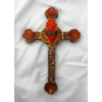 Mexican Hand Painted Cross, 12 in.