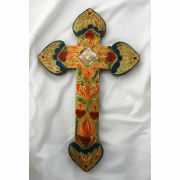 Mexican Hand Painted Cross, 14 in.