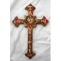 Mexican Hand Painted Cross w/ Milagros, 12 in.