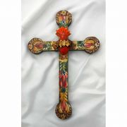 Mexican Hand Painted Cross, 12 in.