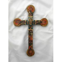 Mexican Hand Painted Cross, 12 in.