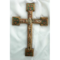 Mexican Hand Painted Cross w/ Milagros, 12 in.