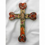 Mexican Hand Painted Cross, 9 in.