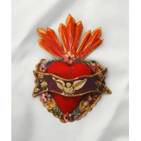 Mexican Hand Painted Tin Heart, 5 in.
