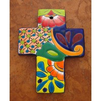 Ceramic Talavera Cross, 7 inches