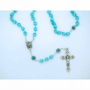 8 mm. Cat's Eye Glass Rosary from Fatima, Holy Spirit Our Father Beads, Blue
