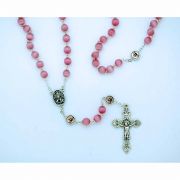 8 mm. Cat's Eye Glass Rosary from Fatima, Holy Spirit Our Father Beads, Pink