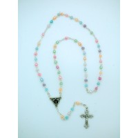 4 mm. Glass Pearl Rosary from Fatima, Multi-Color Pastels - (Pack of 2)