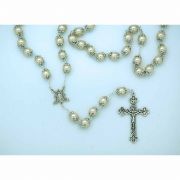 10 mm. Glass Pearl Rosary w/ Caps from Fatima