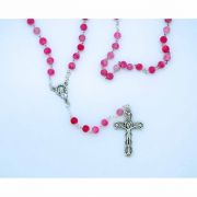 Agate Rosary from Fatima, Pink, 6 mm. Beads