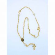 3 mm. Gold Beads and Pearls Rosary Necklace from Fatima