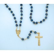 8 mm. Luminous Glass Rosary from Fatima, Blue