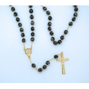 8 mm. Luminous Glass Rosary from Fatima, Black