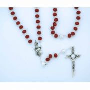 8 mm. Red Crystal Rosary w/ Silver Our Father Beads from Fatima