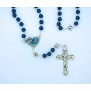 8 mm. Glass Rosary from Fatima, Blue, Fatima Center