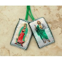 Green Wool Scapular, St. Jude / Guadalupe - (10 Pack)
