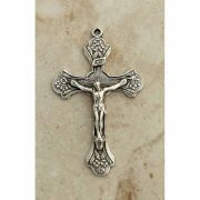 Sterling Silver Crucifix, Cross w/ Flowers, 2 in.