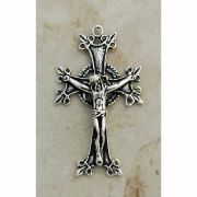 Sterling Silver Crucifix, Fleur de Lis, 2 1/4 in.