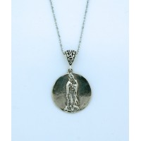 Sterling Silver Necklace, Guadalupe Medal, 18 in. Sterling Silver Chain