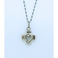 Sterling Silver Necklace, Cross w/ Open Heart, 18 in. Sterling Silver Chain