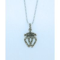 Sterling Silver Necklace, Double Heart, 16 in. Sterling Silver Chain