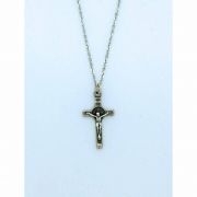 Sterling Silver Necklace, Small St. Benedict Cross, 16 in. Sterling Silver Chain