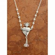 Sterling Silver Milagro Heart w/ Crystal on Sterling Silver Chain