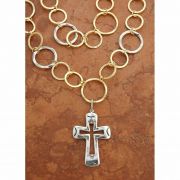 Sterling Silver Southwest Cross on Sterling Silver and Vermeil Chain